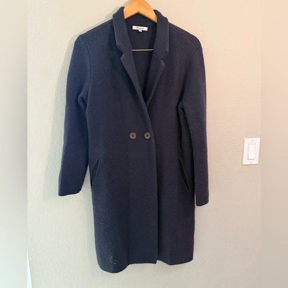 Madewell Jackets & Blazers - Madewell Merino Wool Blend Long Sweater Coat Navy Blue Size Small